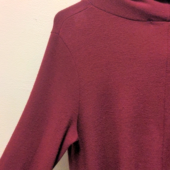 Dark Ruby Handkerchief Sweater Tunic with Cowl Neck - Picture 6 of 8